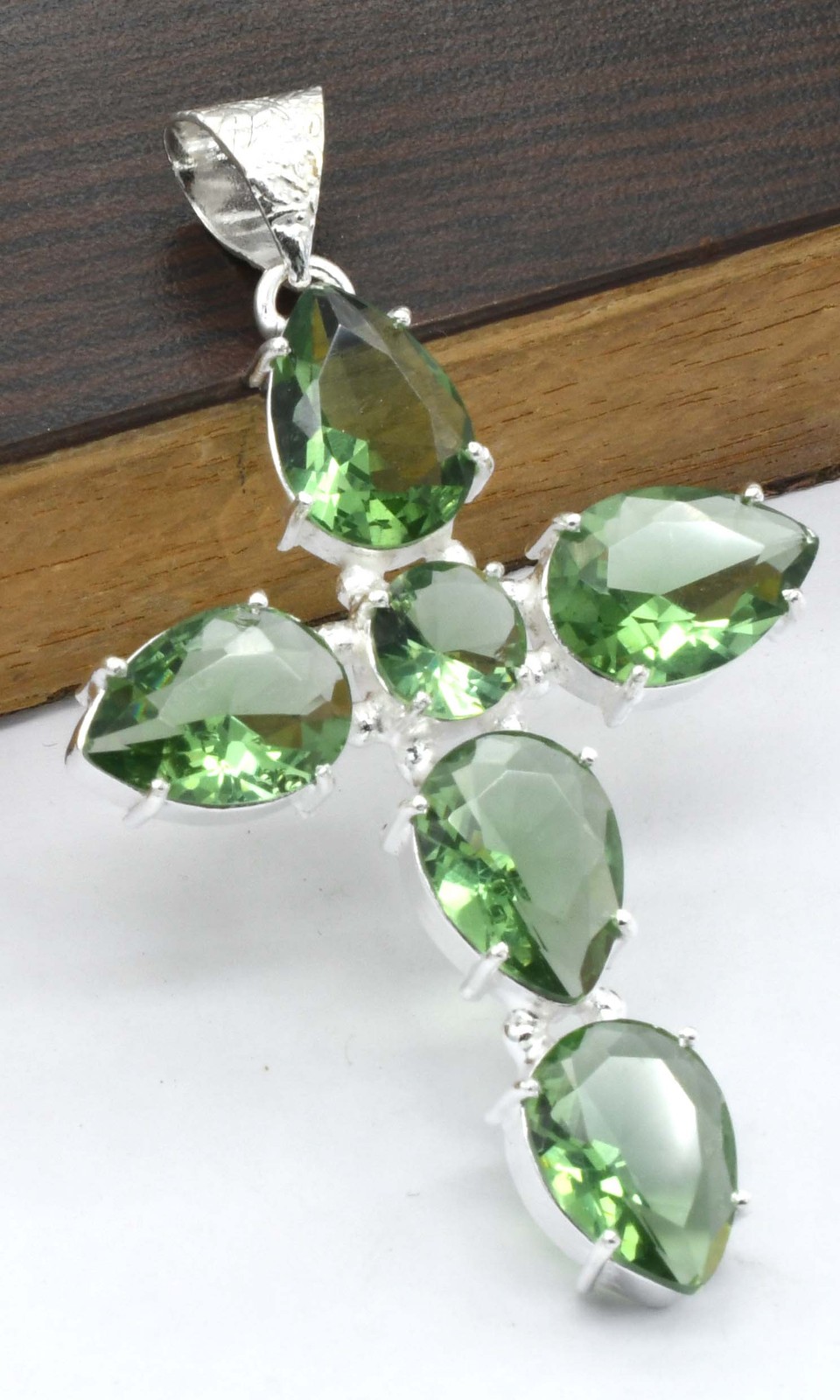 Peridot Natural Gemstone Cross Pendant Jewelry 1.1″ P 3909