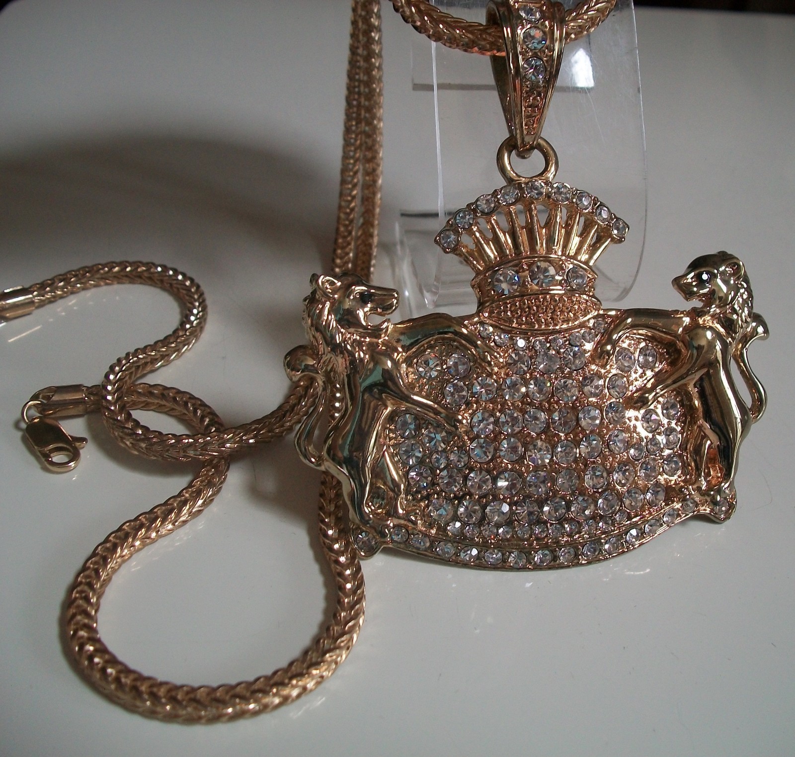 Men’s Fashion Dressy Hip Hop Gold Finish Crown & Lion Chain & Charm