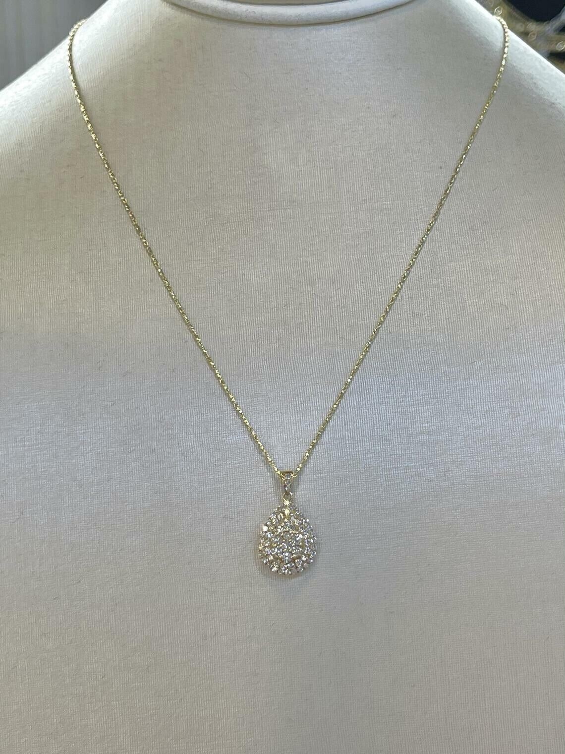 2.00Ct Round Cut Simulated Diamond Teardrop Shape Pendant 14K Yellow Gold Plated