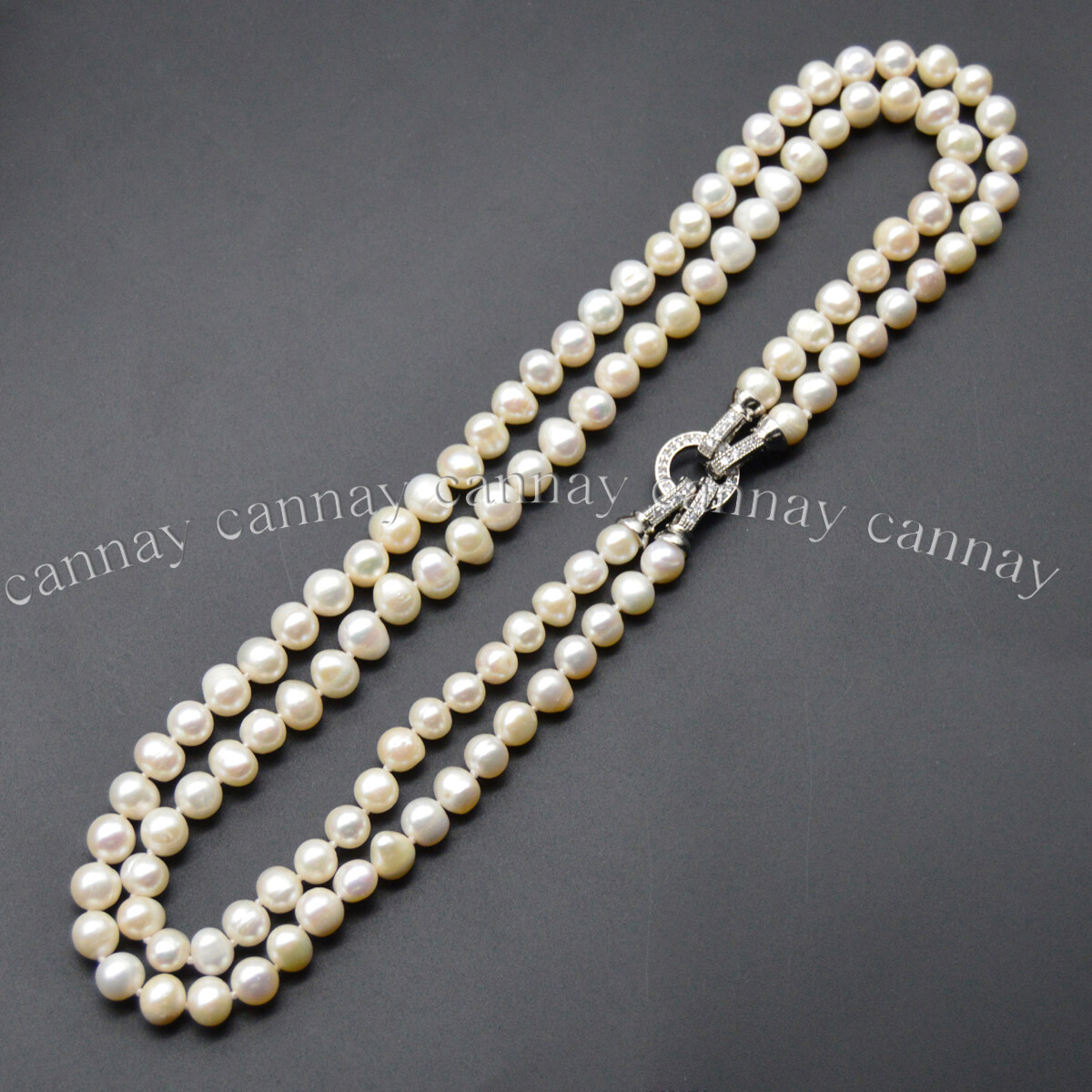 2 Strands Real Natural 7-8mm White Freshwater Cultured Pearl Necklace 18-20”