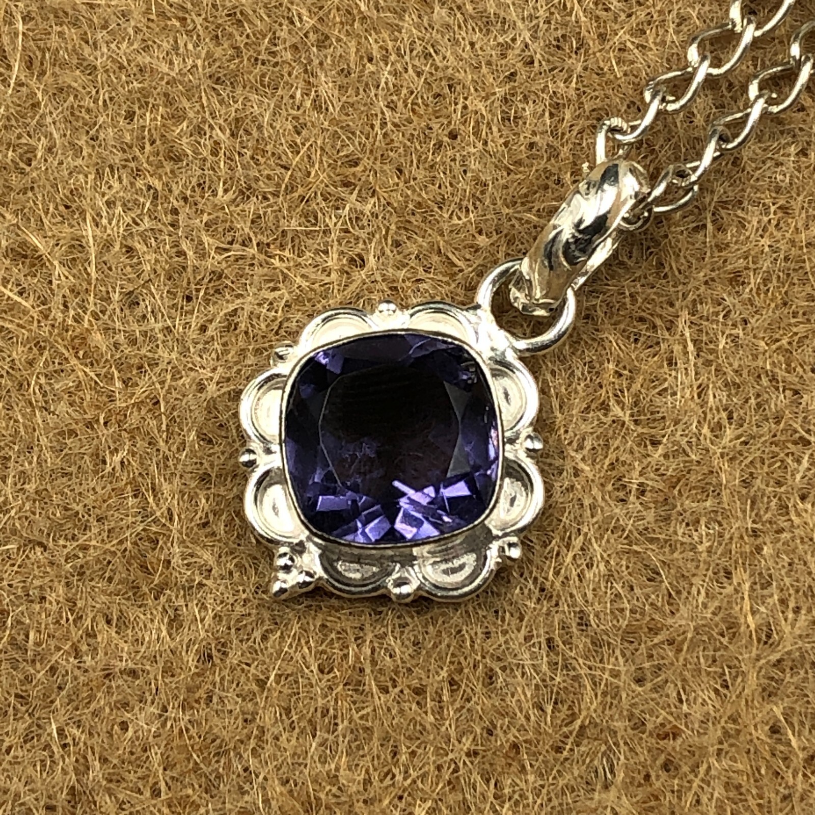 Iolite Gemstone Handmade Jewelry Sterling Silver Gift For Love Pendant 1.5″