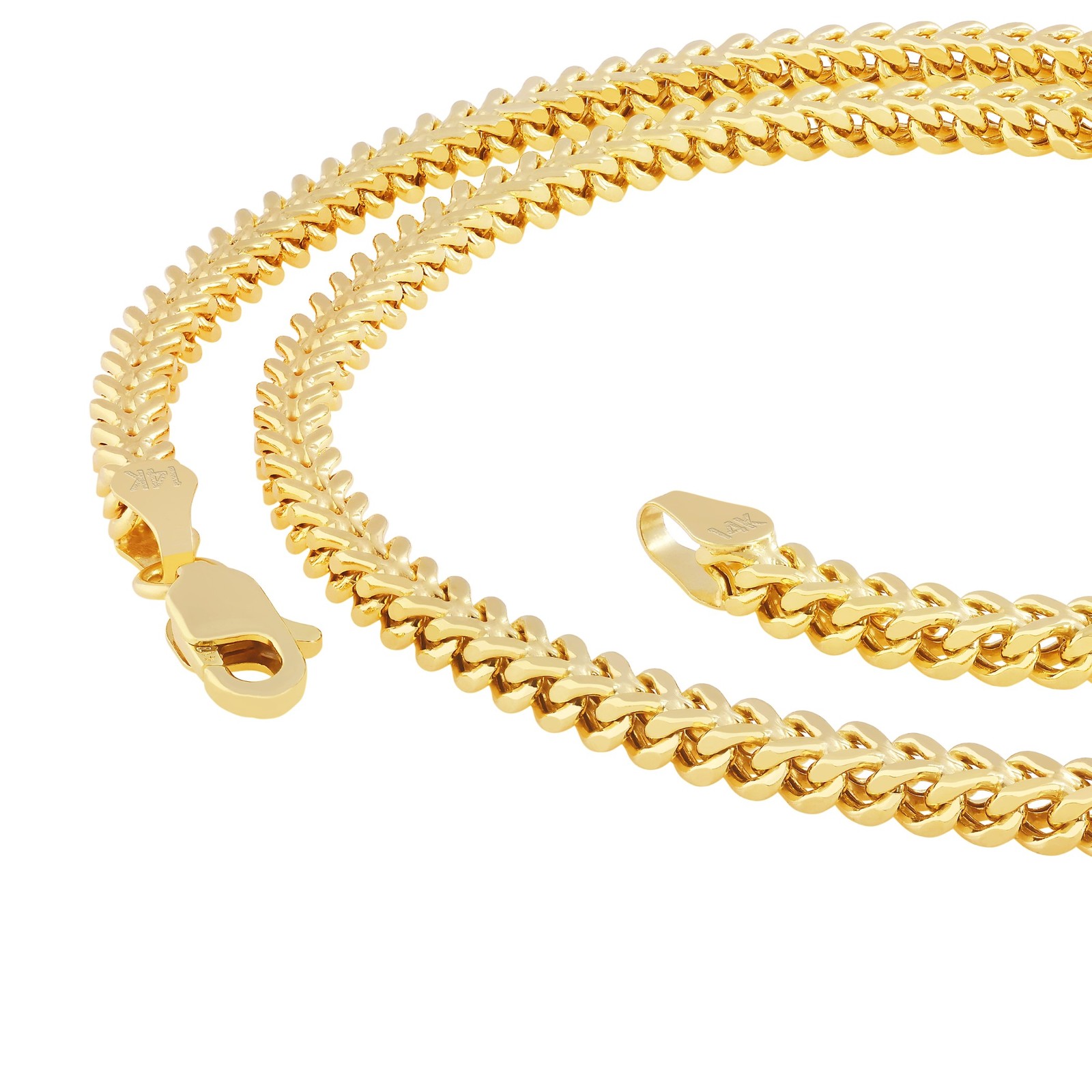 14k Yellow Gold 2.5mm Franco Box Square Wheat Foxtail Bracelet Chain Mens 8″
