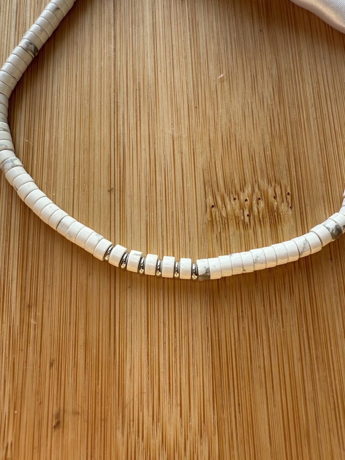 Men’s Howlita natural stone stainless steel handmade health strong Necklace