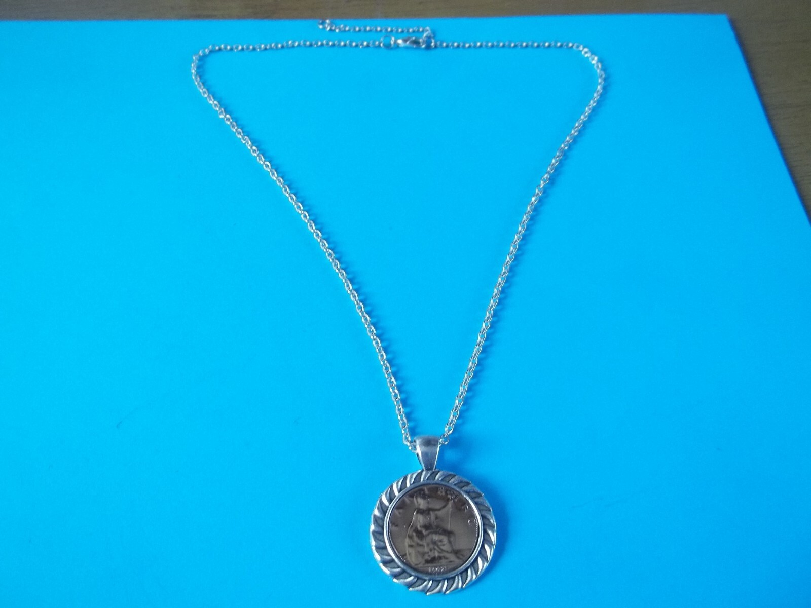 BRITANNIA FARTHING LIMITED EDITION SILVER CASED PENDANT NECKLACE – 1911 to 1936