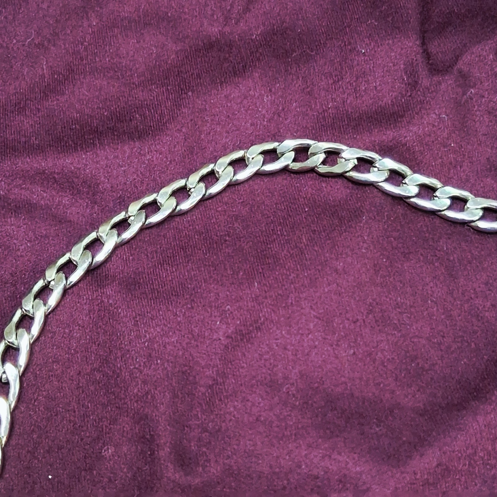Polished Silver Tone Ball & Hoop Pendant Heavy Curb Link Chain Necklace