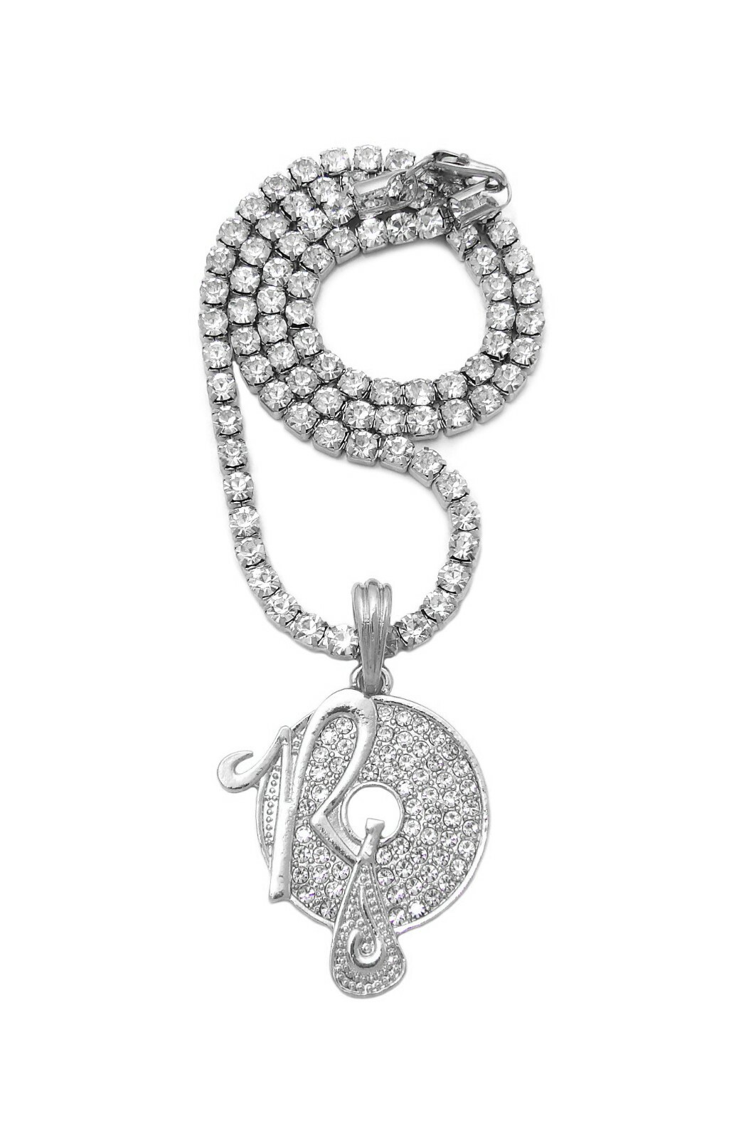 Iced Silver PT ROCAFELLA Pendant & 16″ 18″ 20″ Rhinestone Chain Fashion Necklace
