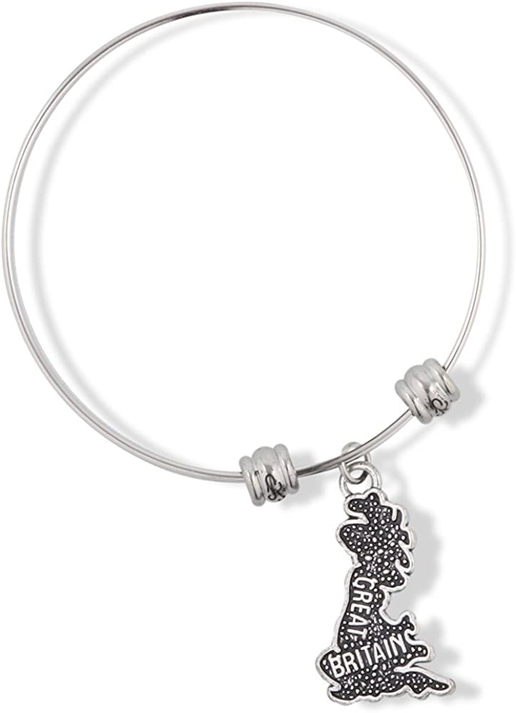 Great Britain England Country Map Fancy Charm Bangle