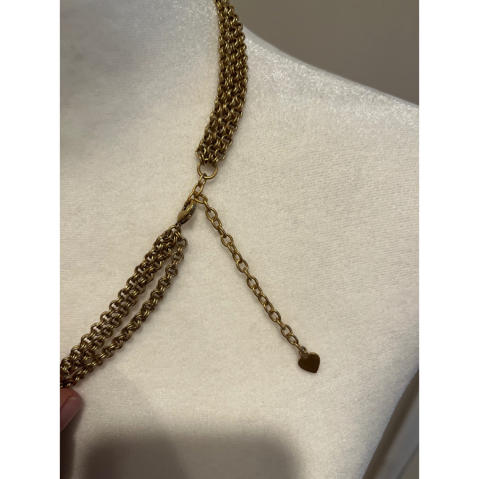 Stella & Dot Gold Tone Triple Strand Coin Charm Tiered Statement Necklace