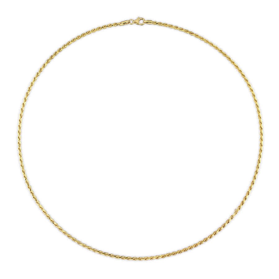 AMOUR 2.2mm Rope Chain Necklace In Yellow Plated Sterling Silver, 20 In
