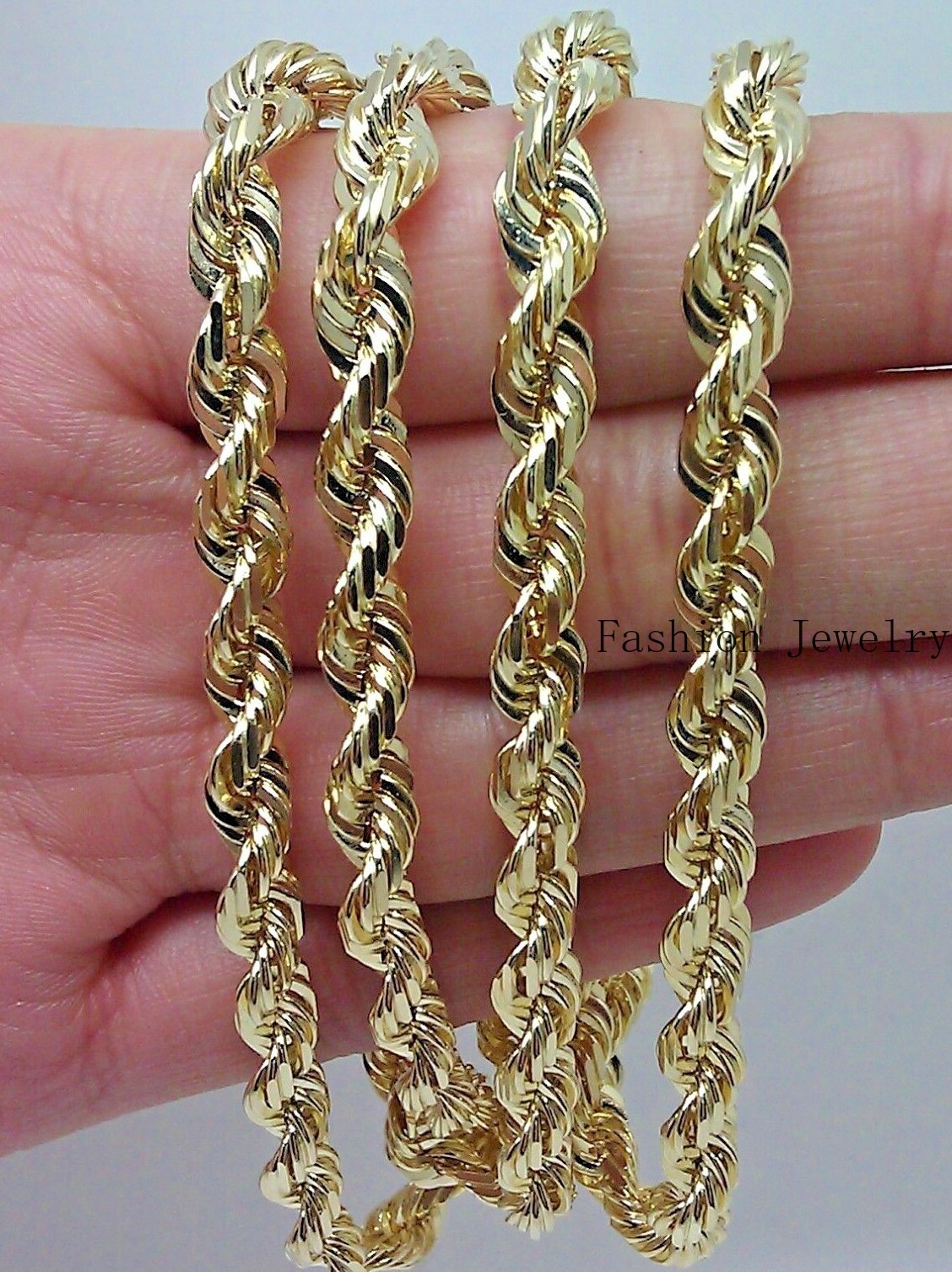 Solid 10K Yellow Gold 6mm Rope Chain Necklace 20 22 24 26 28 Inch Real Gold