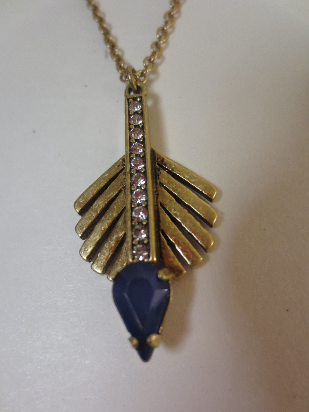 Banana Republic Feather Beaded Pendant Necklace Size One Size NWT $79.50