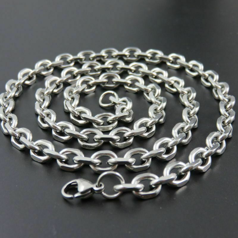 6/10mm Men’s Chain Silver Tone Stainless Steel Rolo Link Necklace 18-36”