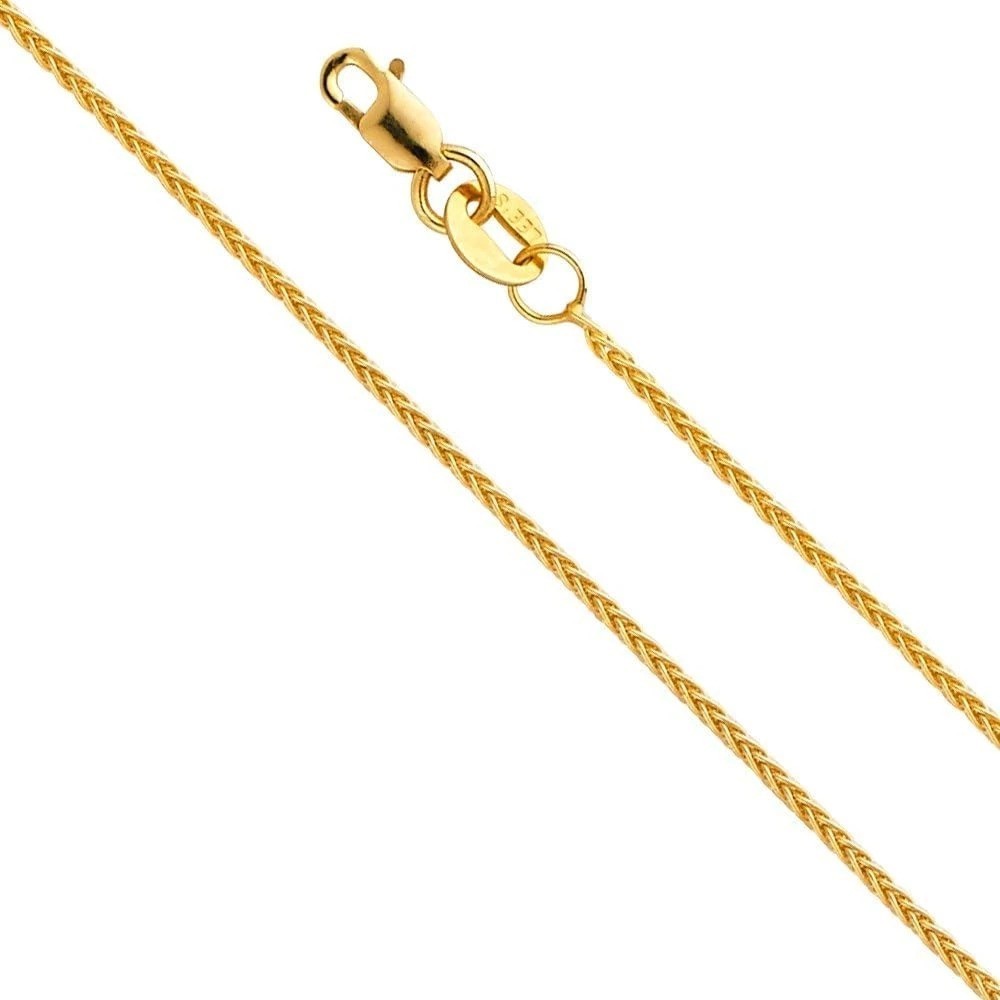 Luxurious 14k Gold Wheat Chain Necklace, 16 Inches – Multiple Widths Available