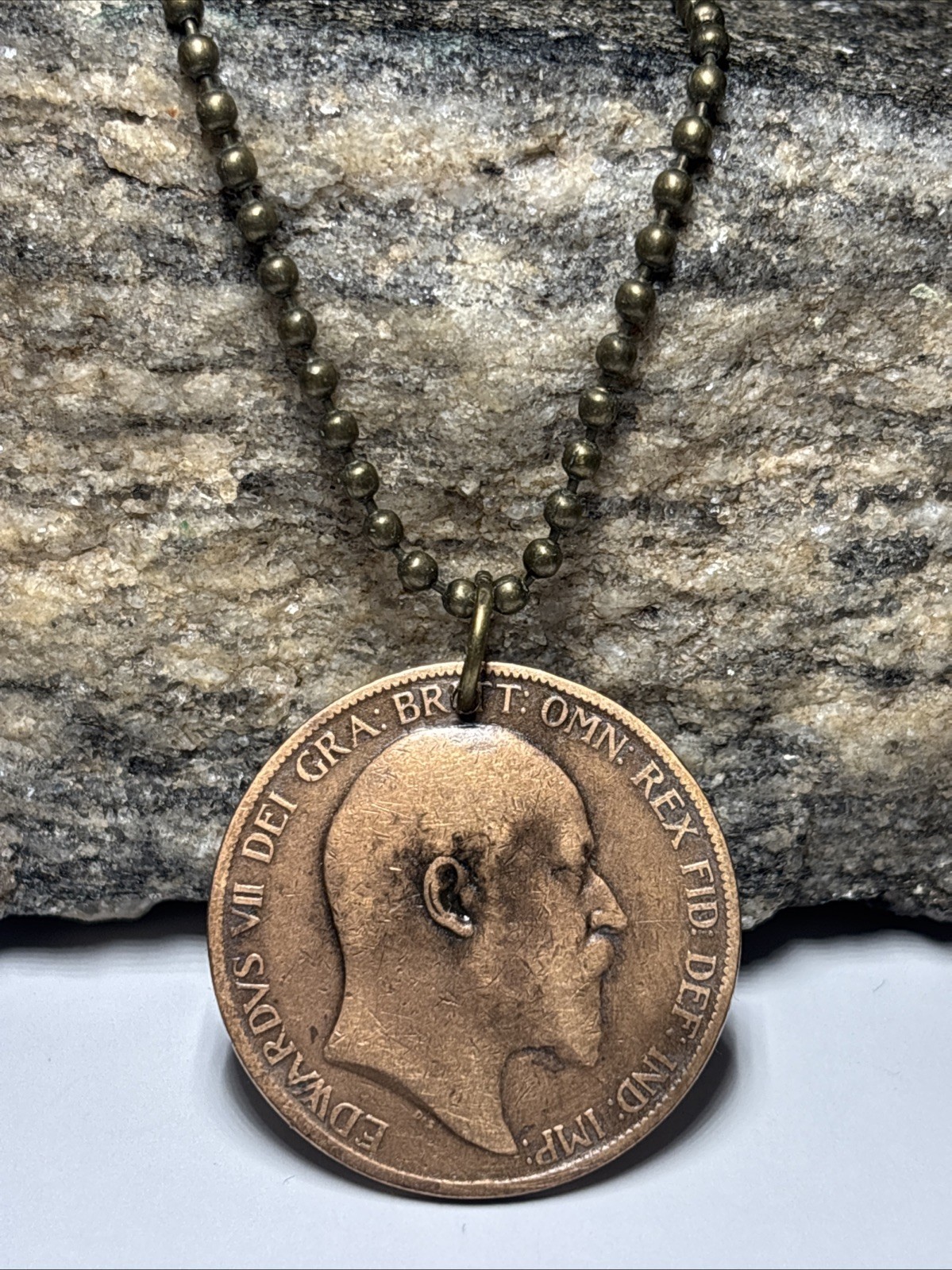 1903 UK Real Circulated Antique Large Coin Pendant. Edward VII.🎁 Wear History!