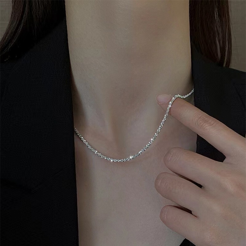 Women Stainless Steel DIAMOND CUT ROPE CHAIN Choker Necklace 15+2″ 3MM PE12