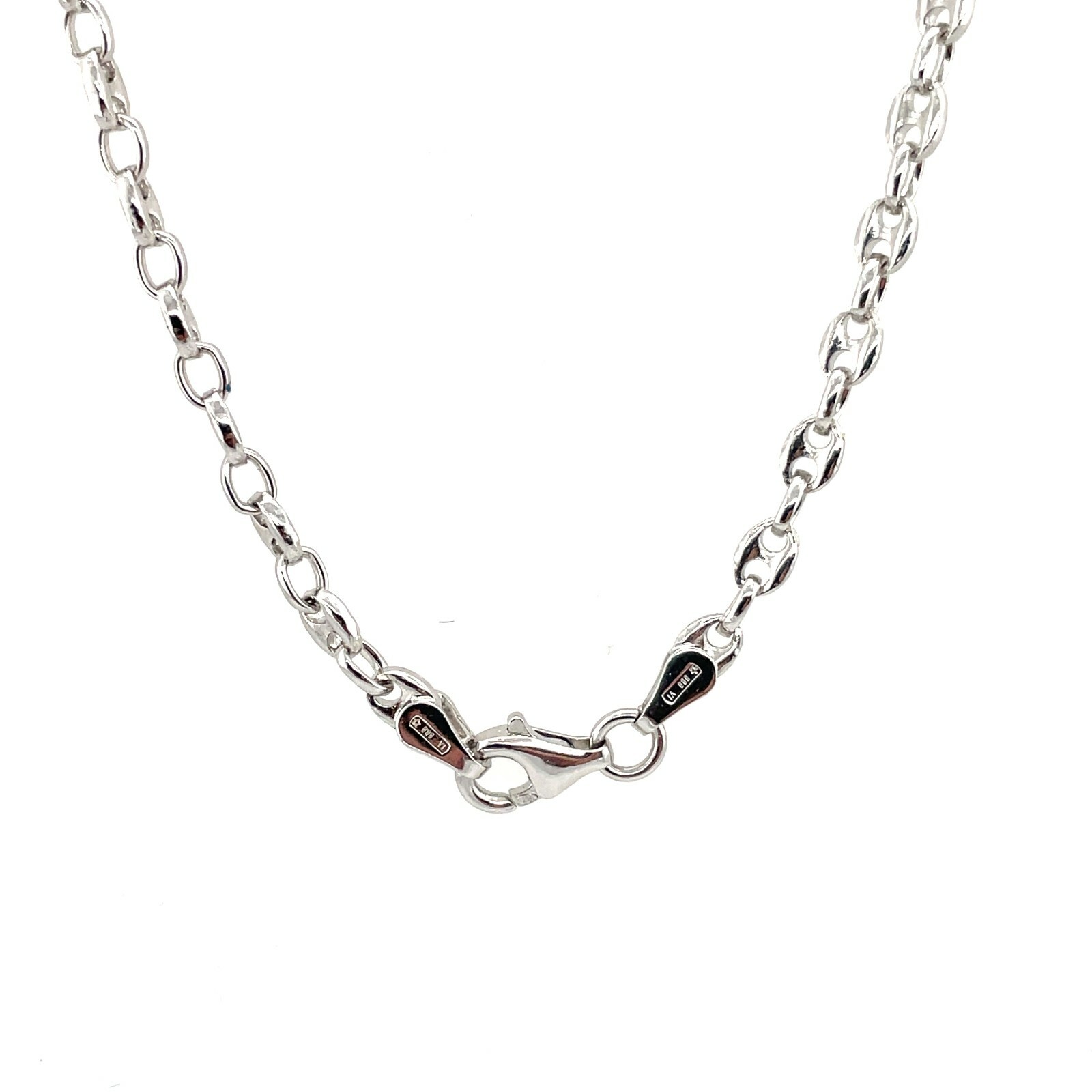 Sterling Silver Rhodium 3.4mm Margarita / Cable Link .925 Italian Chain 20”