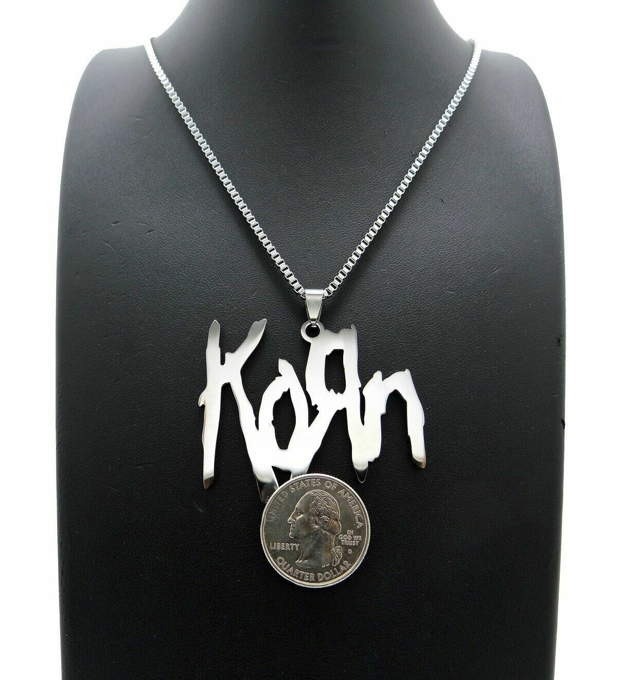 Metal Band Korn Stainless Steel Pendant & 2mm 18″ 20″ 24″ Box Chain Necklace