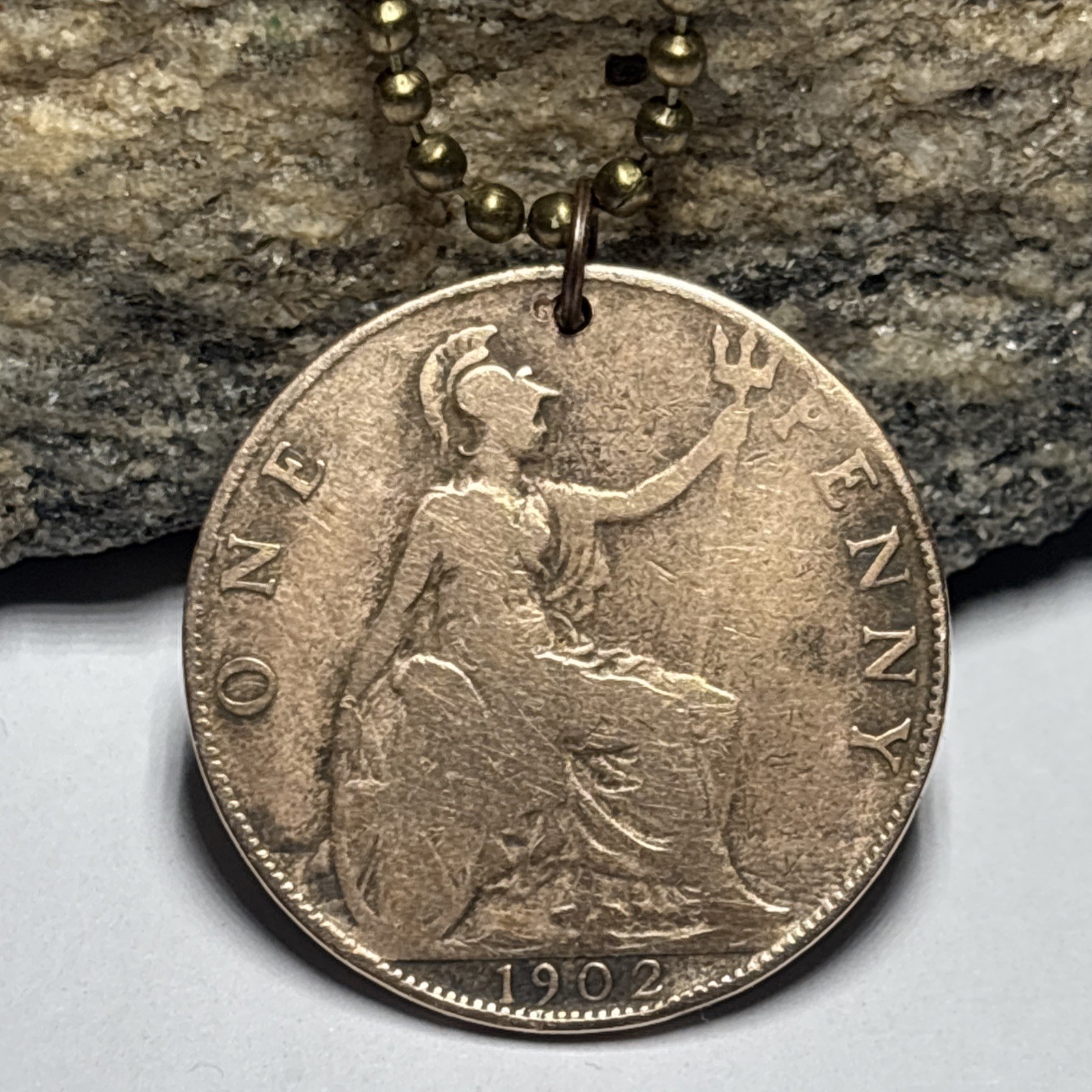 1902 UK Britain Antique Coin Pendant 1st Year After Victoria. Wear History!
