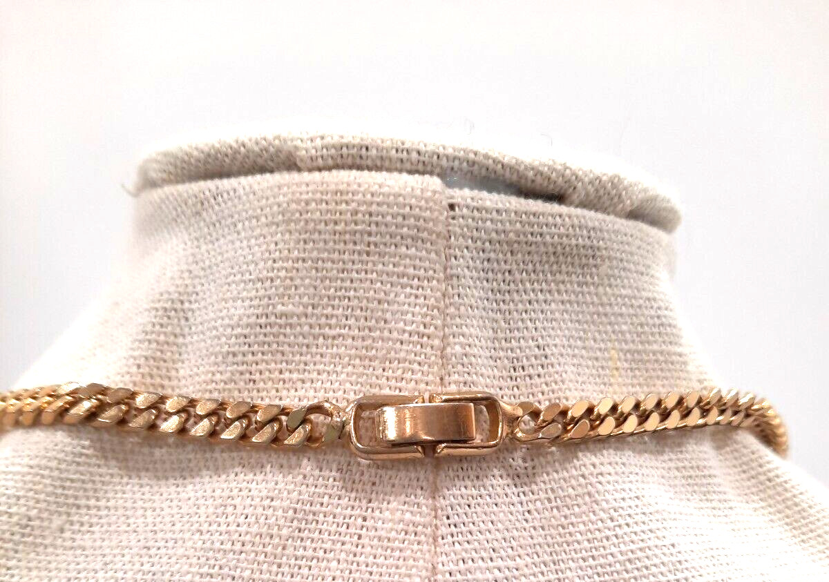 Goldtone Heavy weight Flat Curb link chain necklace 28′ long w/ Rectangle CZ ‘s