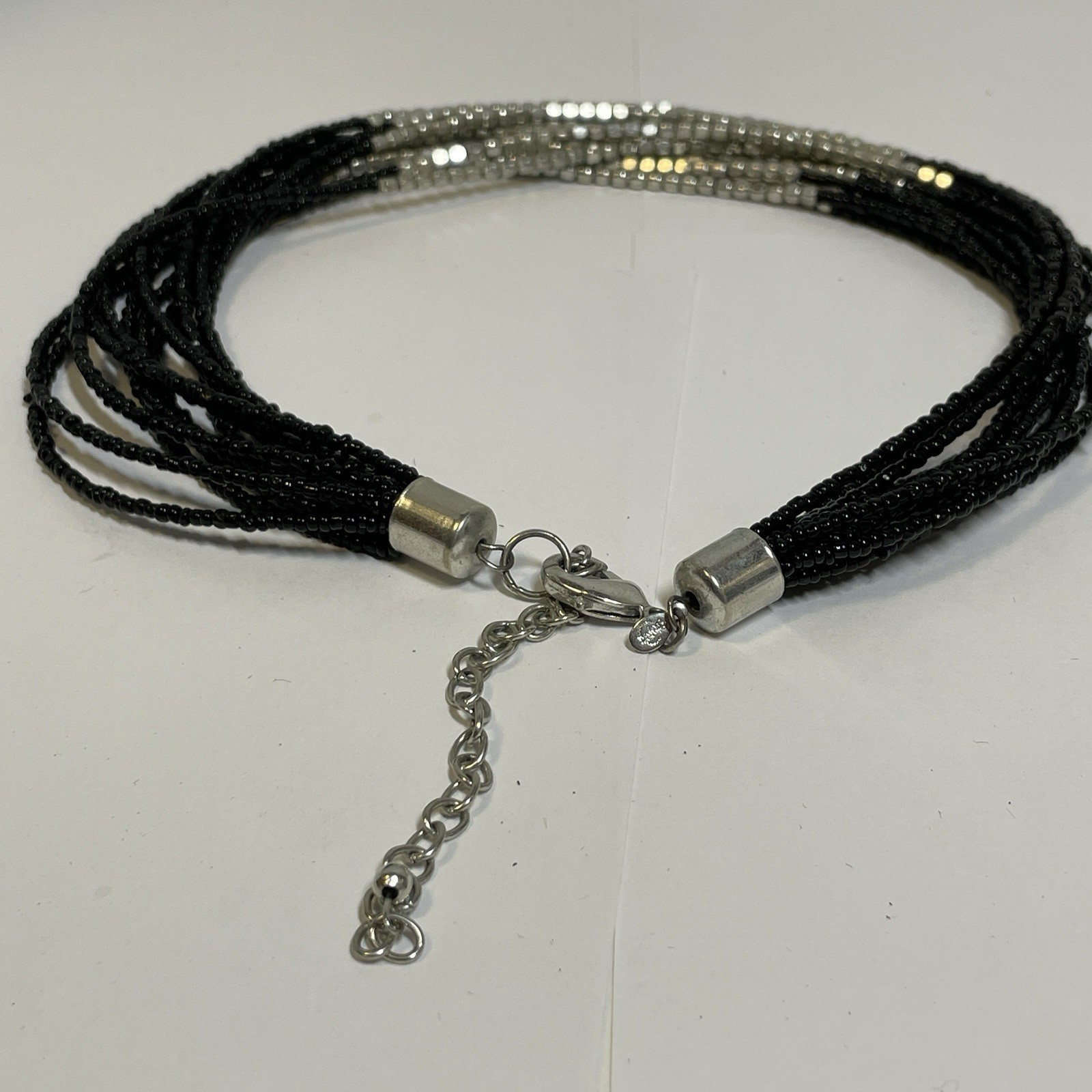 Multi Strand Gunmetal Gray Seed Bead Statement Necklace