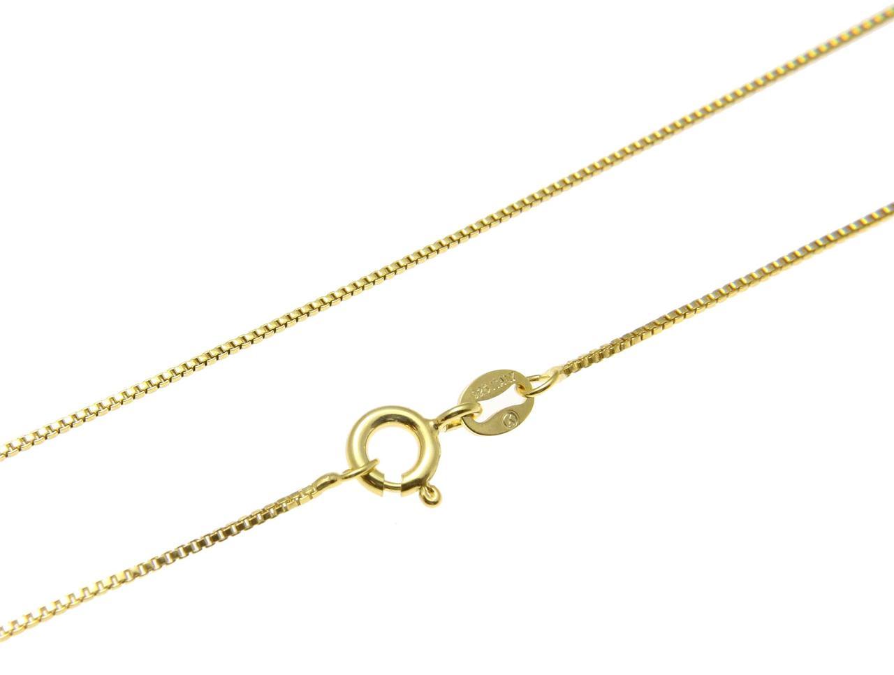 1MM ITALIAN YELLOW GOLD ON SILVER 925 BOX CHAIN NECKLACE 16″,18″,20″,22″,24″