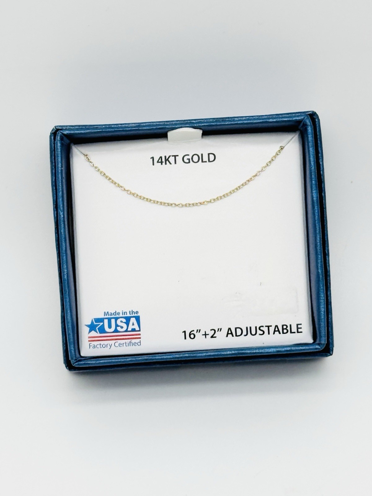 NEW 14k Solid Yellow Gold Sparkle Chain Necklace 1mm Adjustable 16- 18″ USA G1