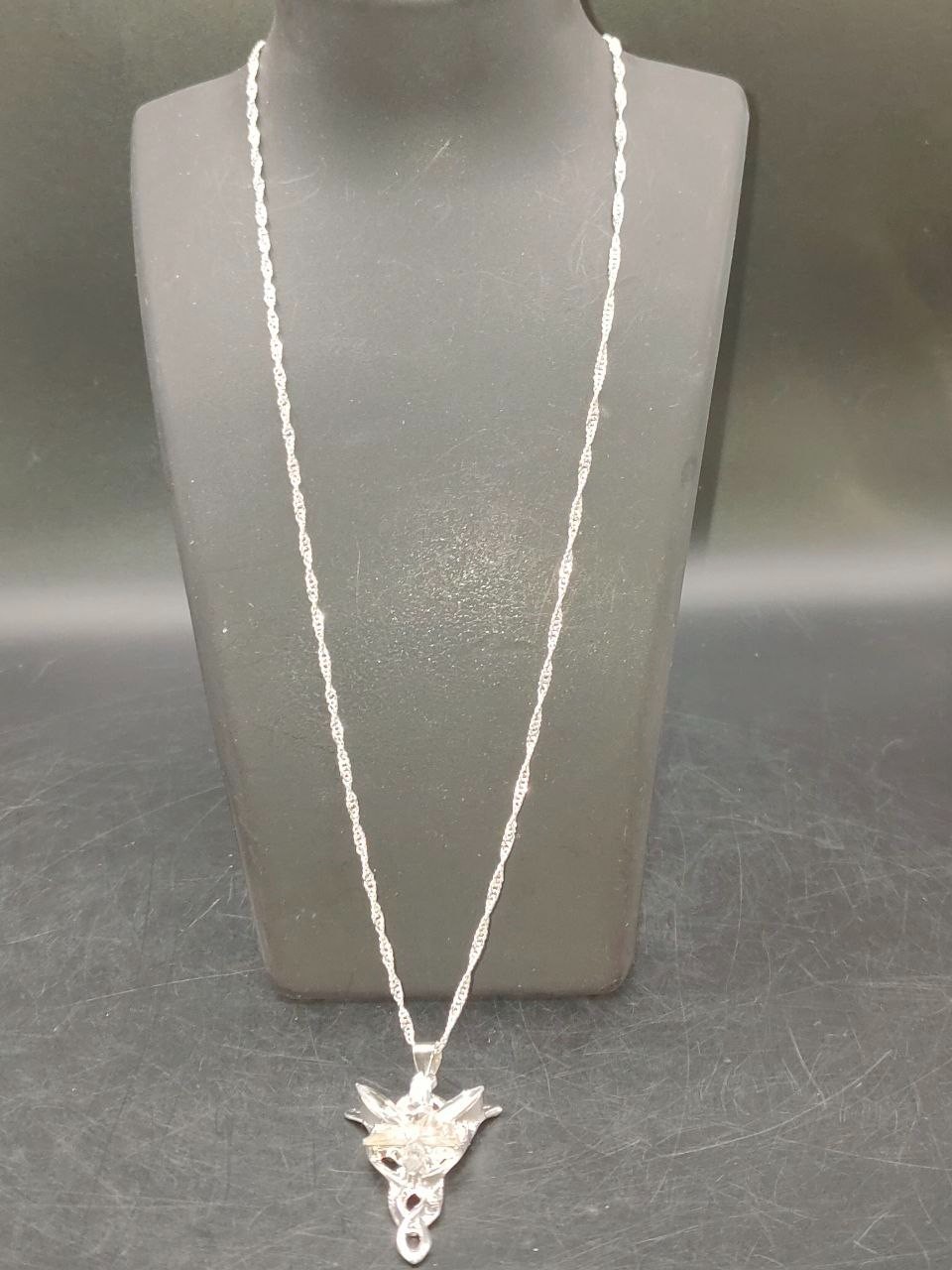LOTR Arwen Evenstar Pendant Necklace Silver Fantasy Elven Style