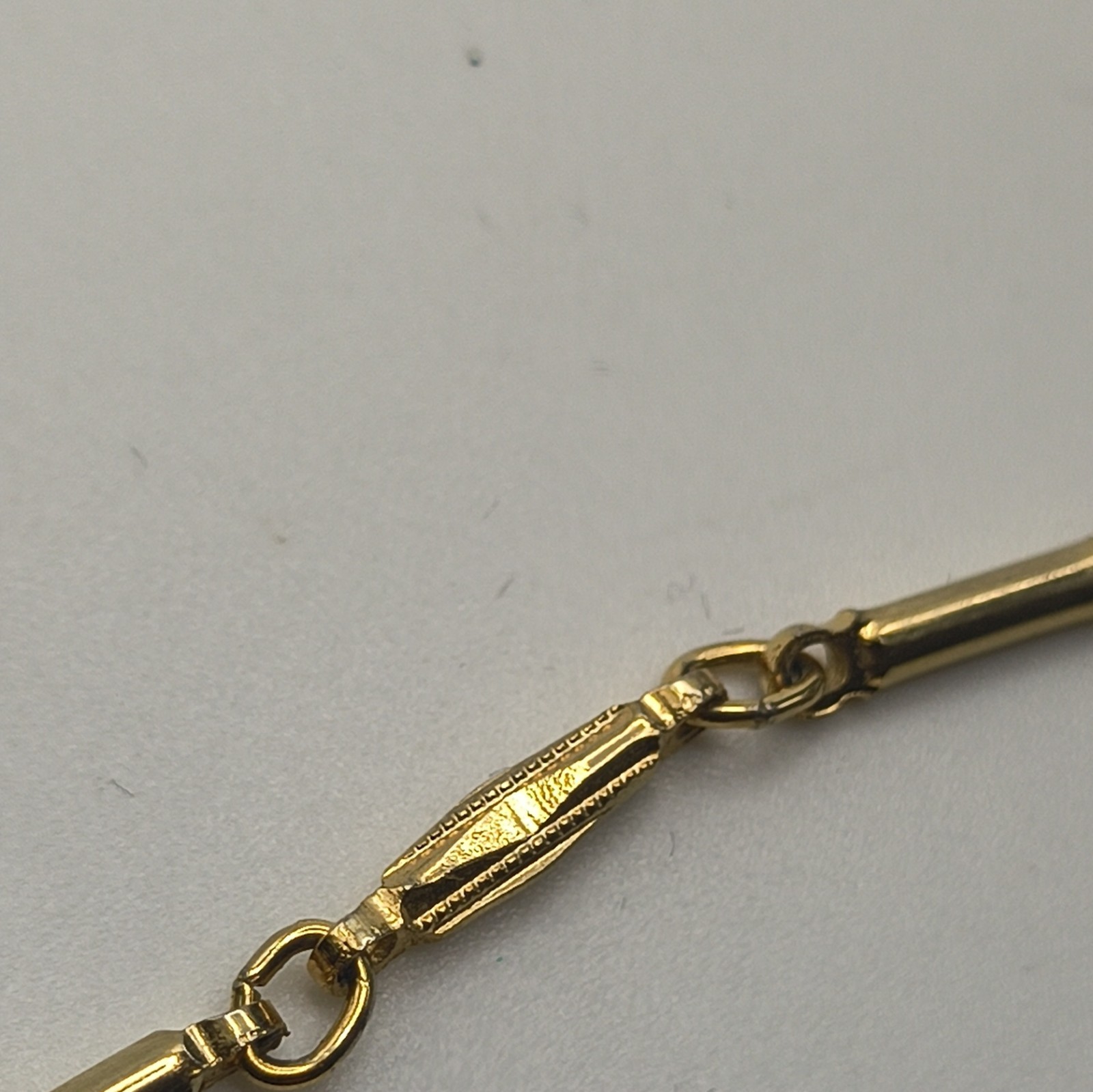 Gold Tone Bar Link Chain Necklace No Stone Spring Ring Clasp Heavy Made Nicely