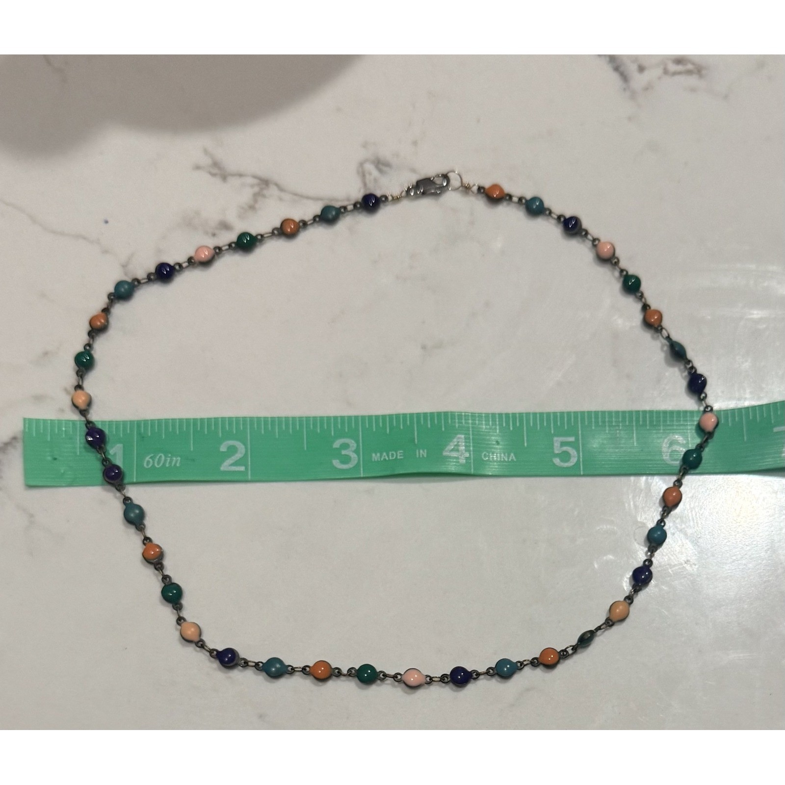 Beaded Necklace Womens 16in Multicolor Good Boho Dainty Link Chain