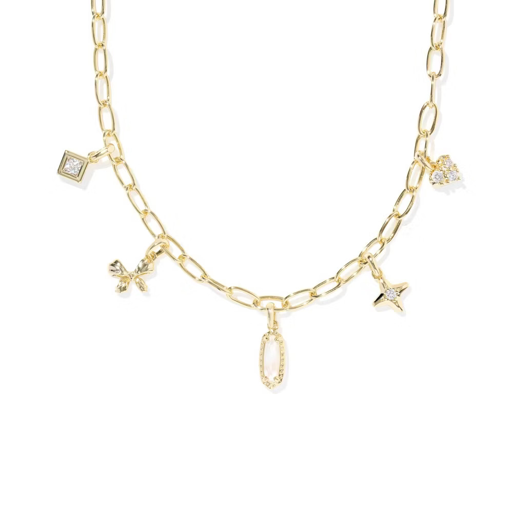 Kendra Scott Belle Cubic Zirconia Charm Necklace – Gold/White