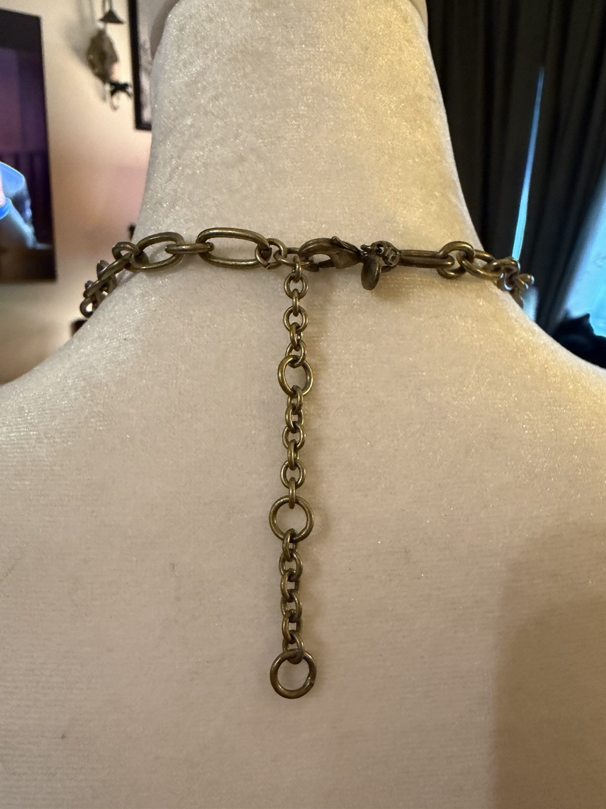 J.Crew Gold Tone Clear Crystal Cluster Statement Link Chain Necklace Adjustable