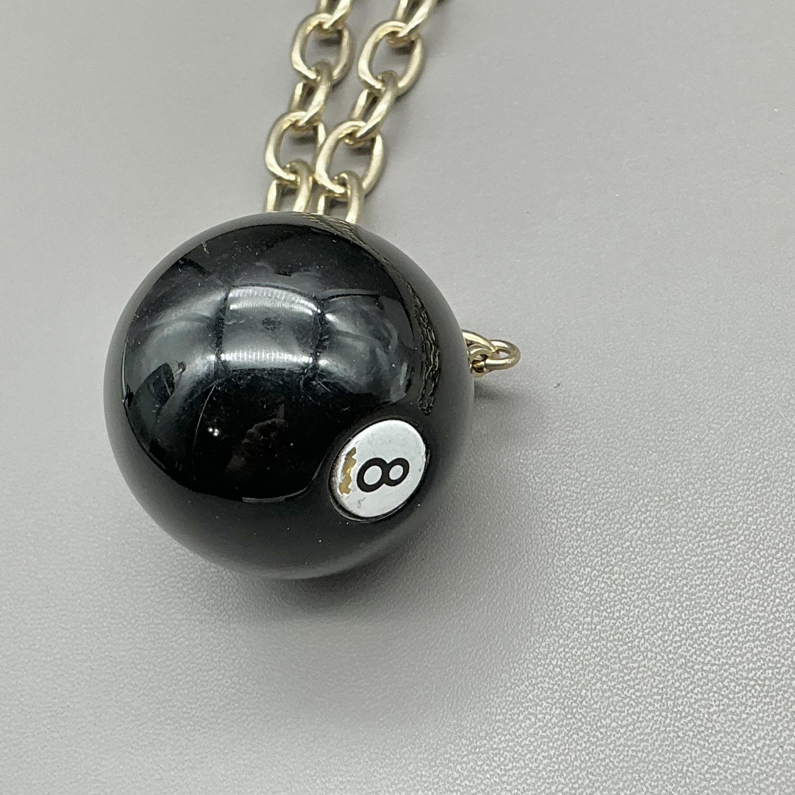 Carolee Necklace Resin 8 Ball Pendant Gold Tone Chain Billiards Sports 30 Inch