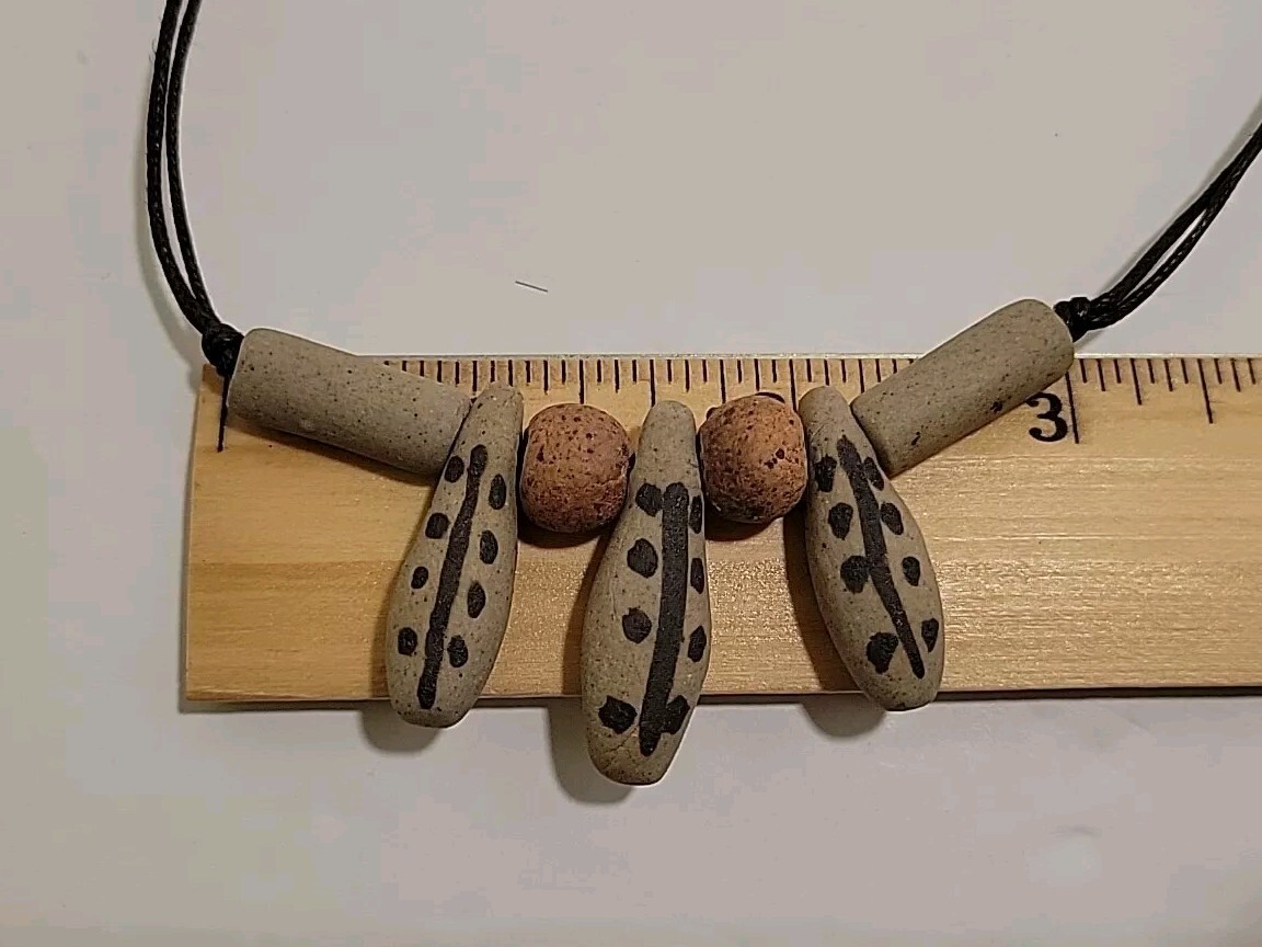 Tarma Designs Margarita Zalvidar Native Pebble Gray Stone Necklace Handmade