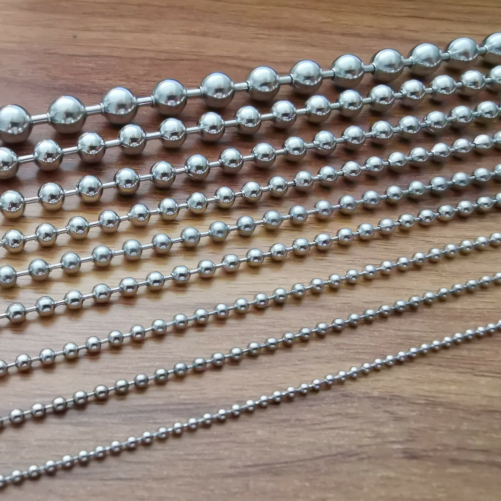 BEAD chain S.steel Silver round ball Chain DIY Jewelry Making In Bulk 1.5–12mm