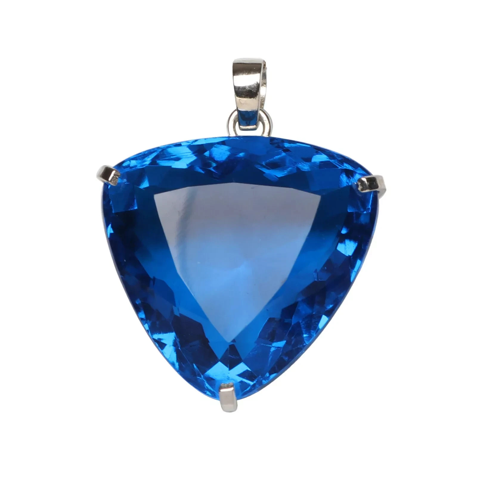 81.50 Ct Trillion Blue Topaz Pendant Sterling Silver Pendant Gemstone Jewelry