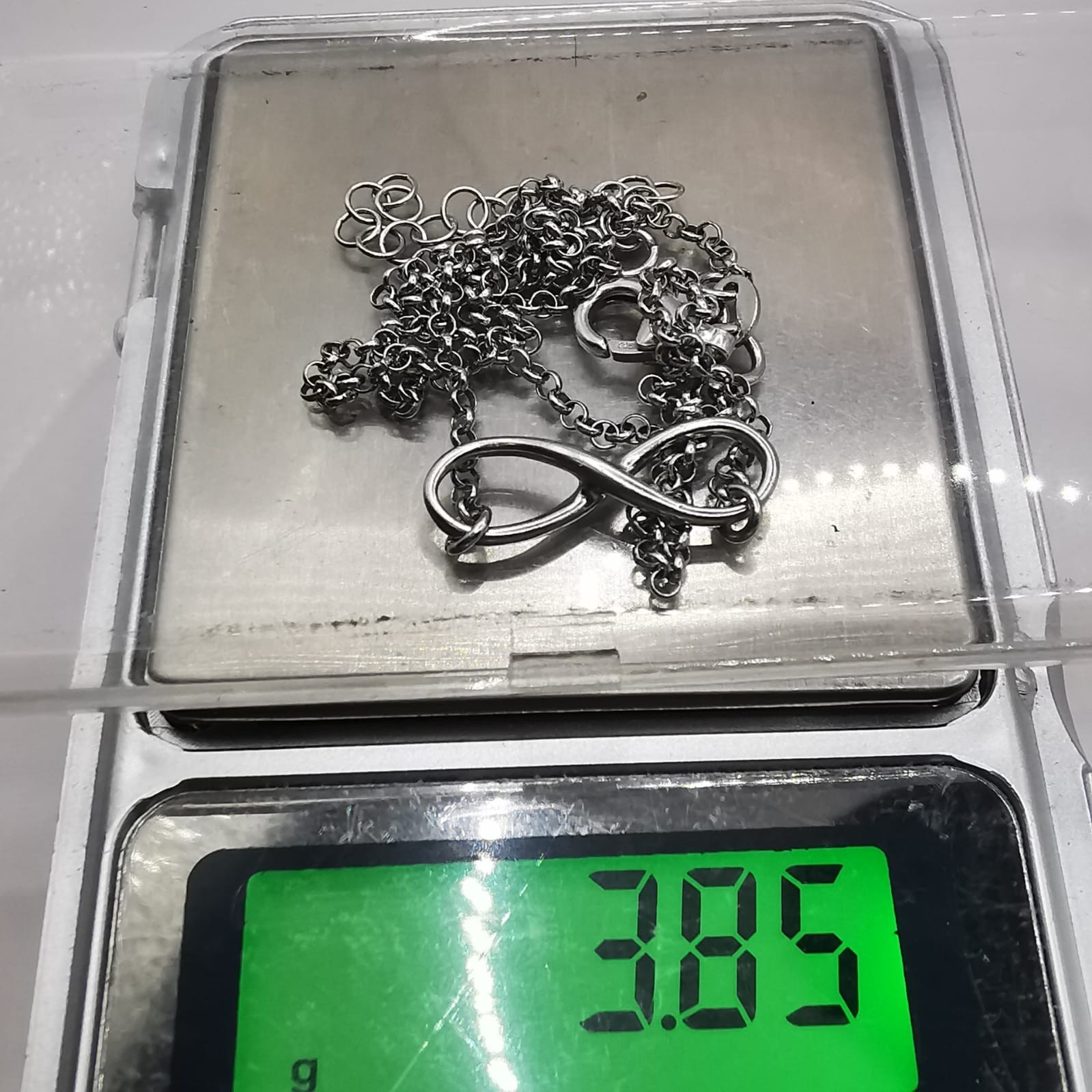 Vintage 925 Sterling Silver Infinity Rolo Chain Necklace 3.85g Adjustable 15-17″