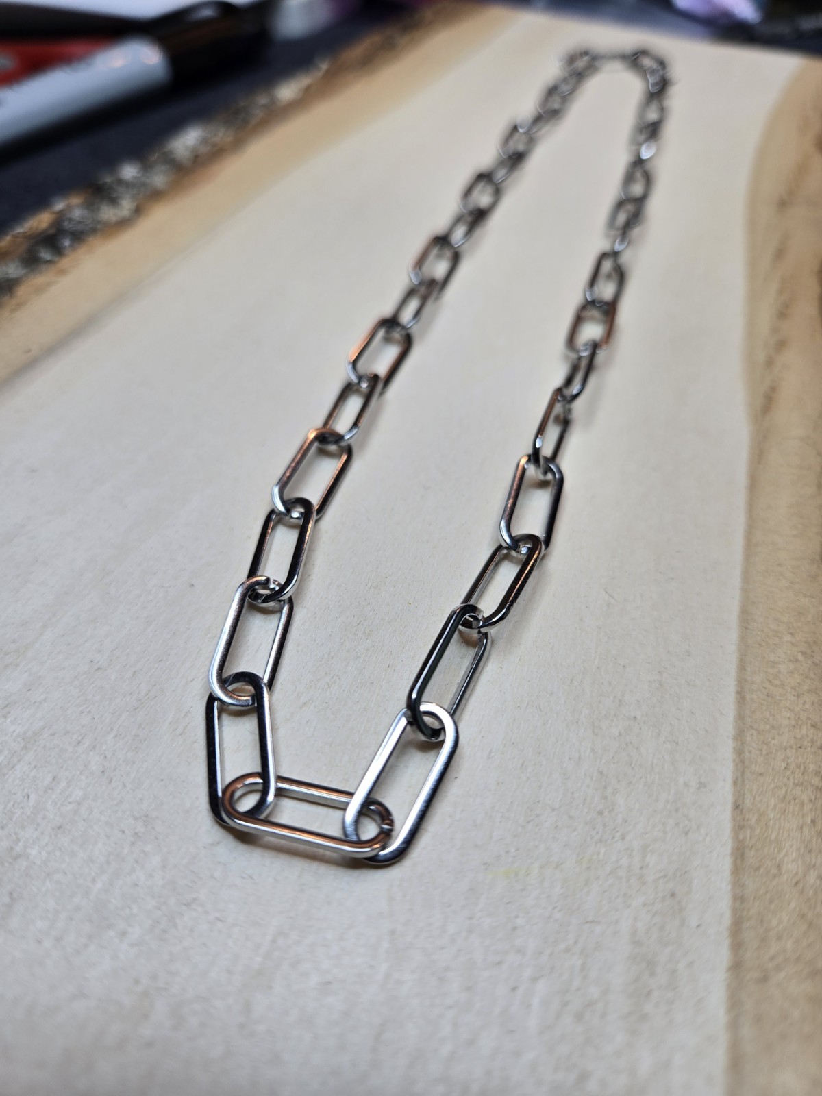 Stainless Steel Paperclip Necklace 6.5mm – 18in + 2in Extender