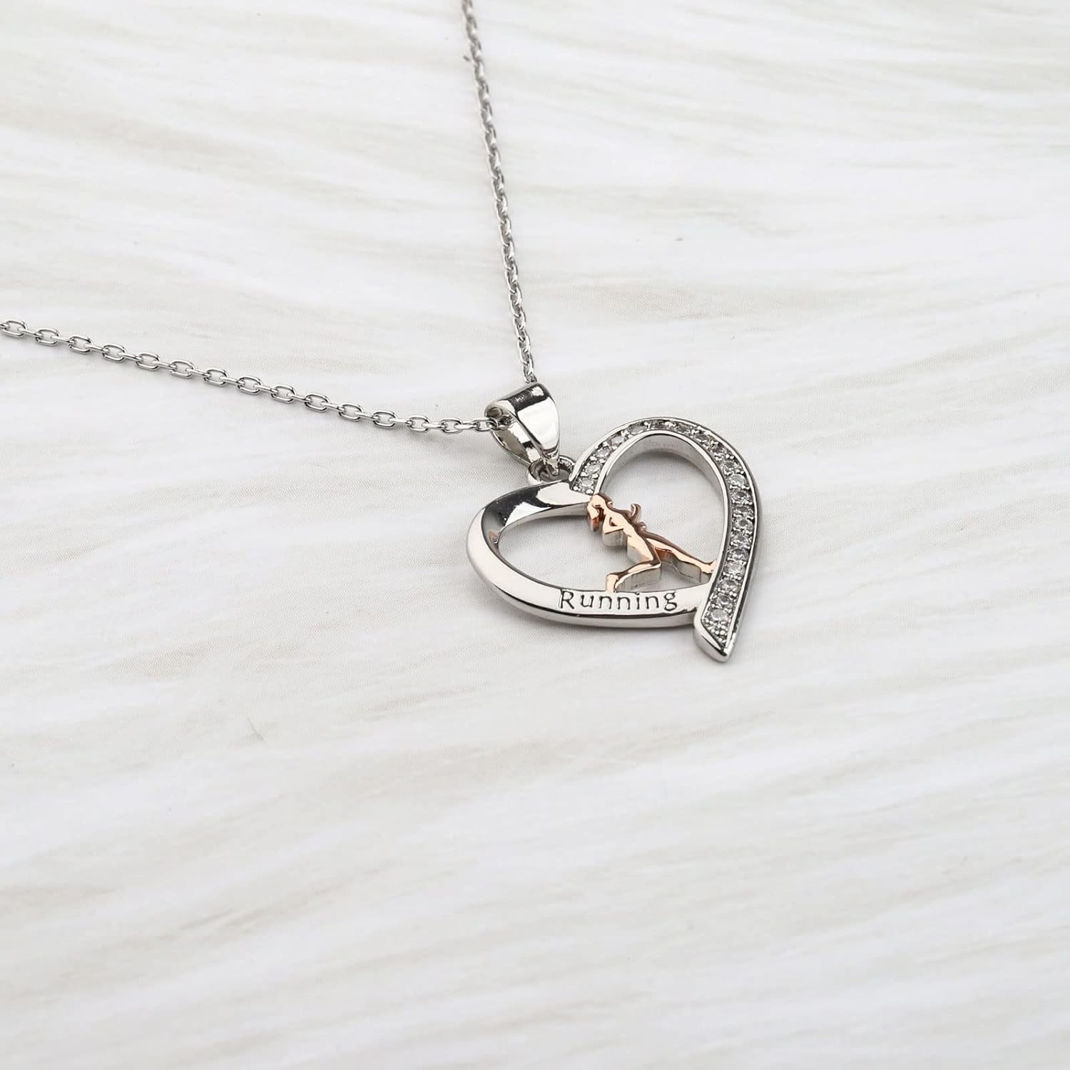 Inspirational Stainless Steel Running Necklace for Women – Adjustable 17+1.97in