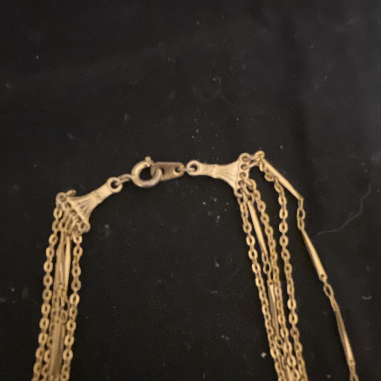 Layered Gold Plate Multi-Strand Oval Link Chain Necklace Spring Ring Closure
