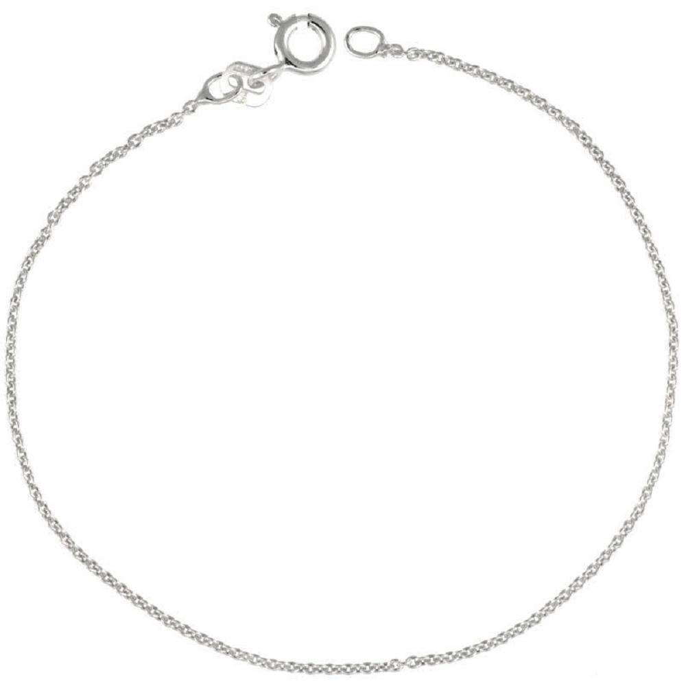 Sterling Silver 0.9mm Classic Cable Chain Necklace, RHODIUM FINISH,Made in Italy