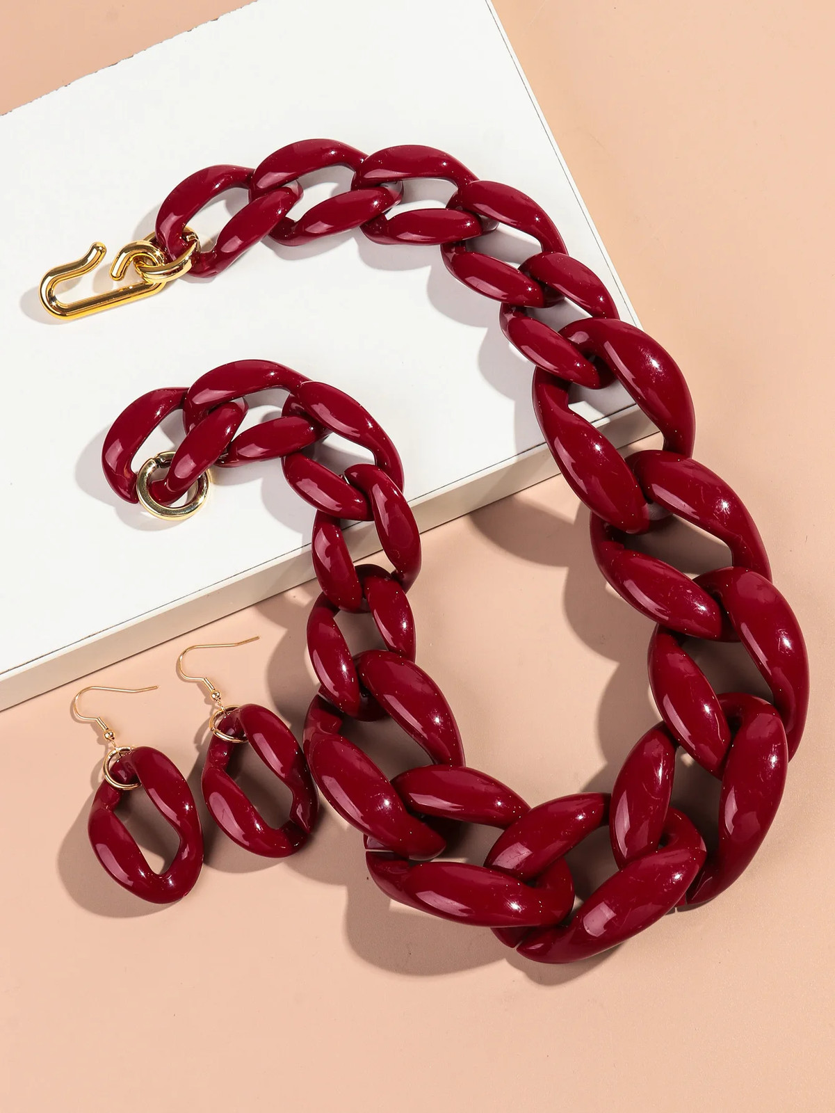 Acrylic Link Chain Necklace Chunky Statement 50cm Party Collar Women Jewelry