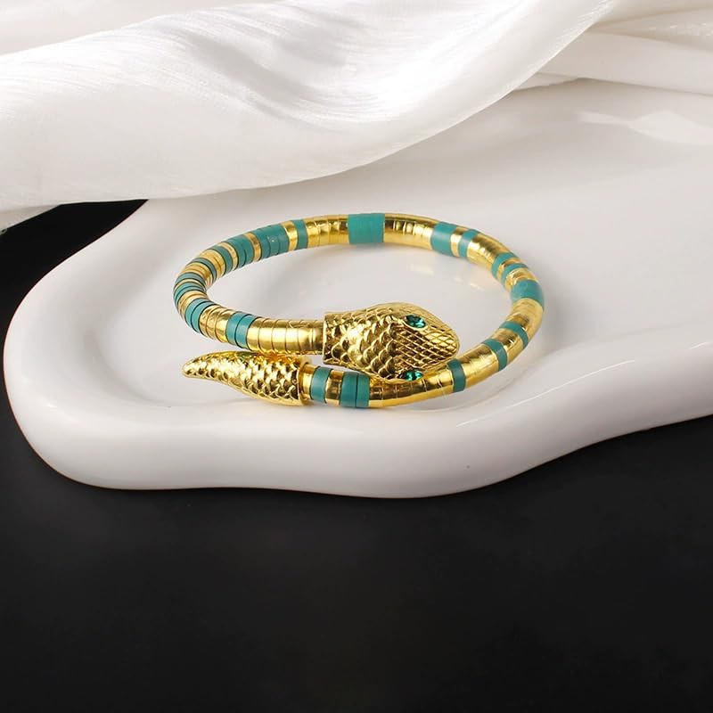 ChungLong0593 Egyptian Style Snake Bracelet Necklace for Women – Medium, Gold