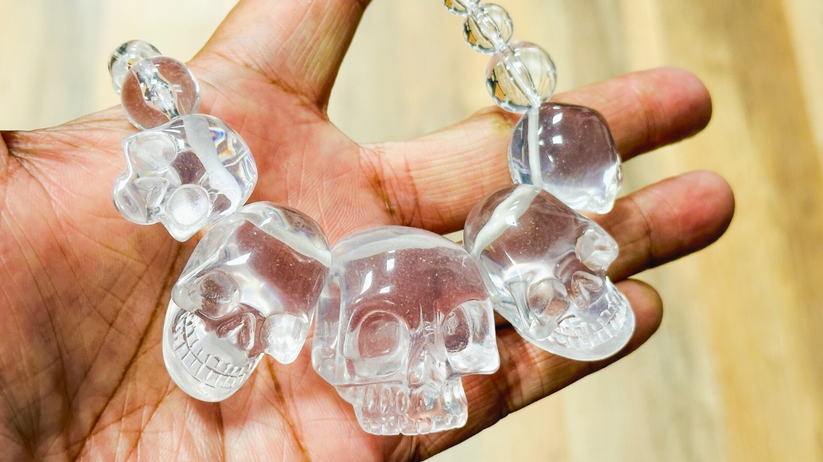 Clear Skull Necklace Crystal kreepsville 666 Skull Collection Necklace Black