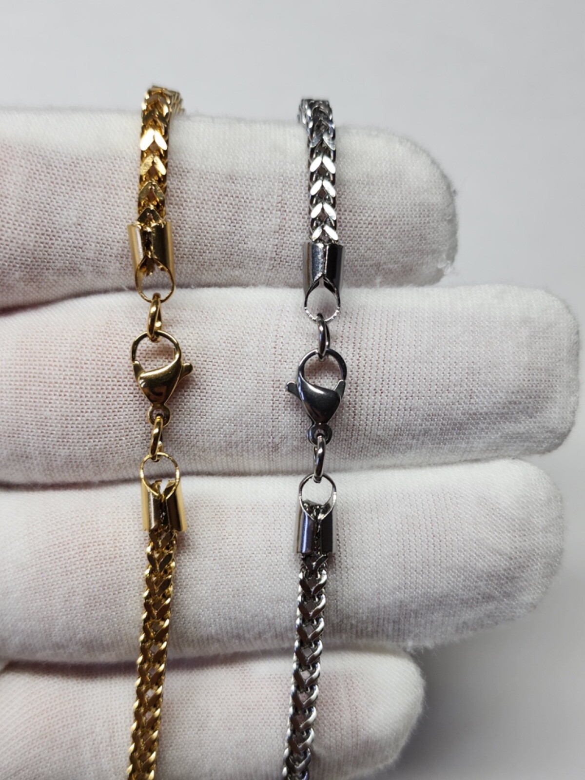 Stainless Steel Gold Plated Franco Chain Necklace 3mm Unisex Hip Hop Jewelry