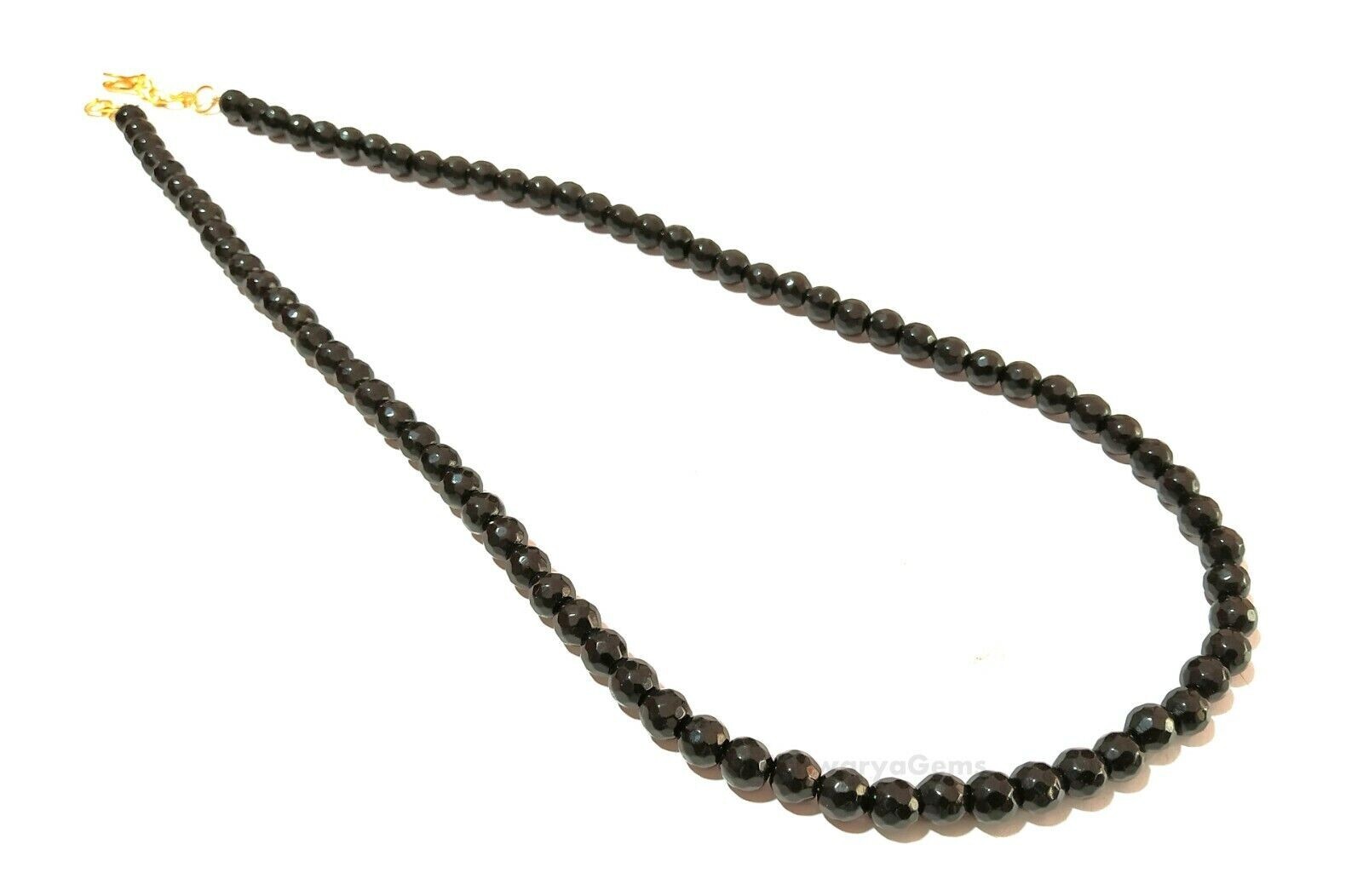 Black Chalcedony Round Ball Faceted 5.5-6mm Gemstone Beads 18″Inch 1 Necklace