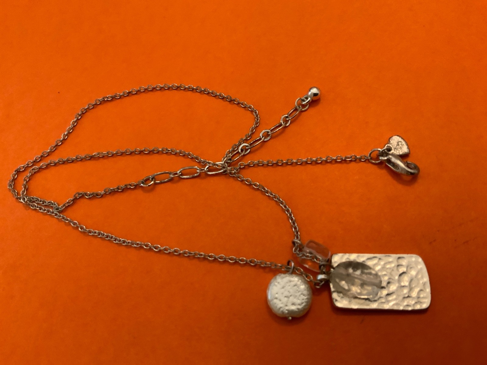 ID Signet tag Coin Pearl crystal AEO American Eagle outfitters dainty necklace
