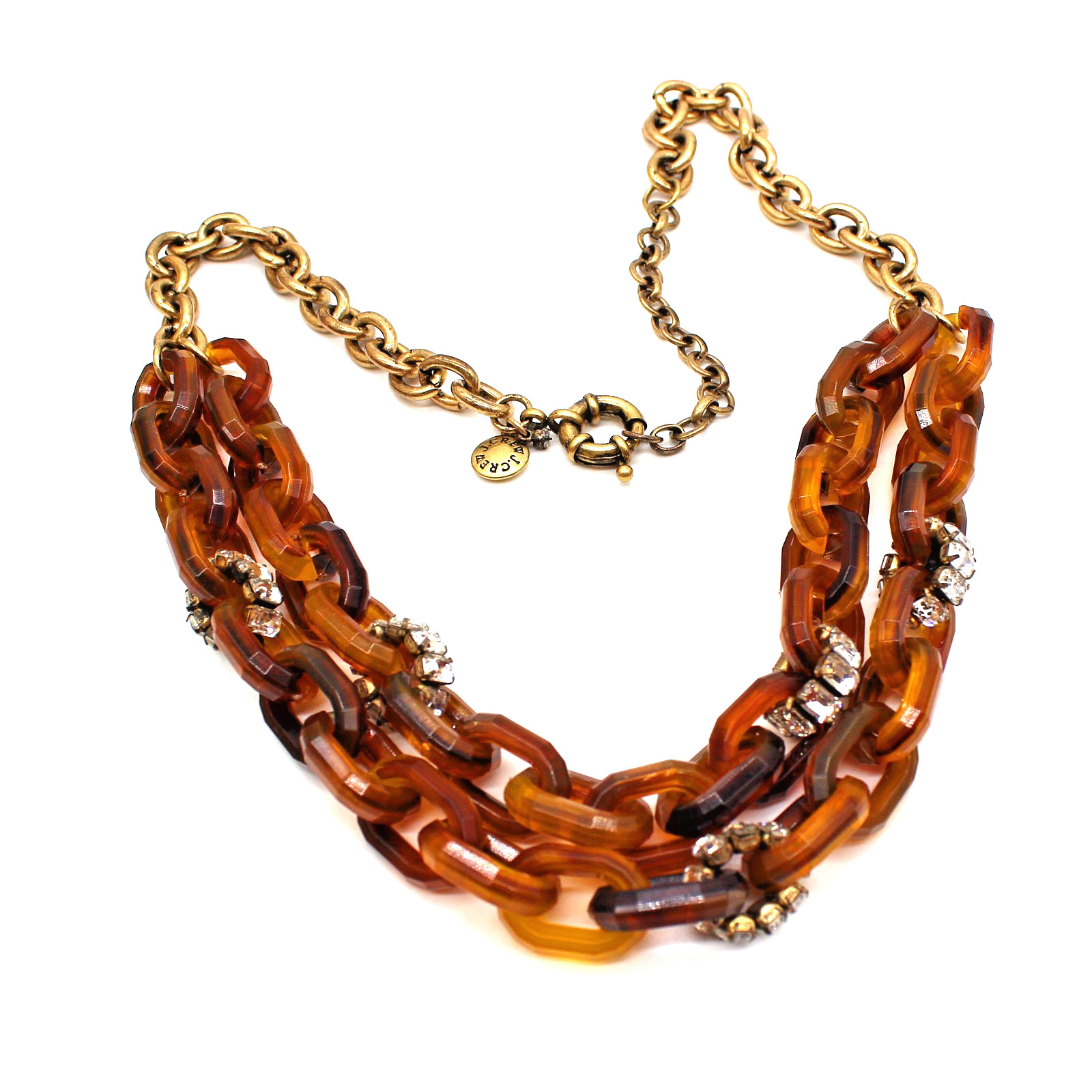 J. Crew Chunky Tortoise Link Necklace with Rhinestones