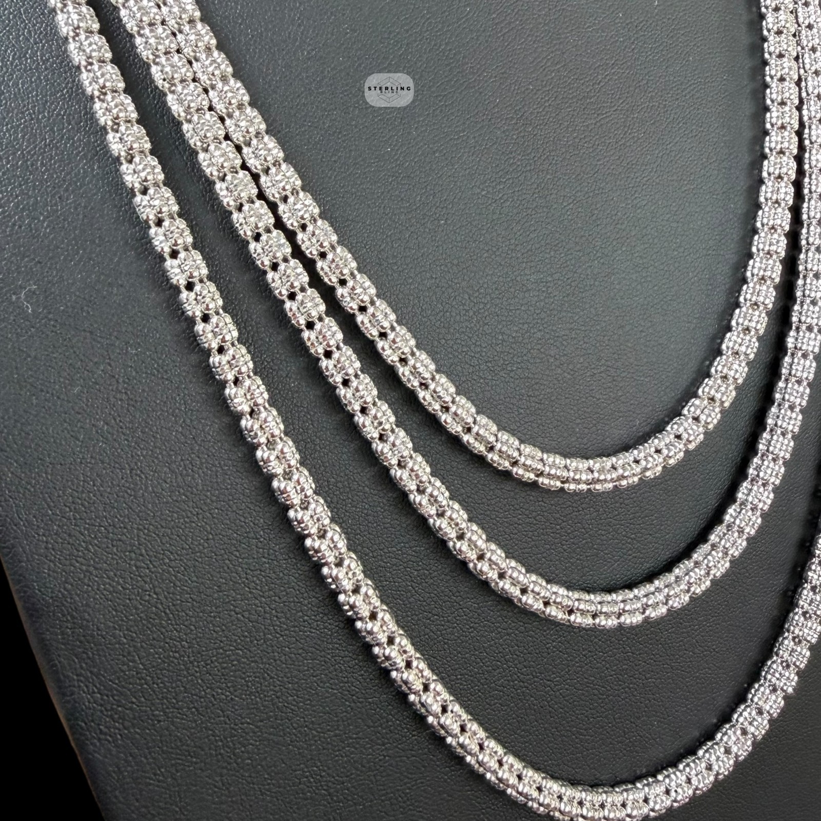 4mm Rhodium Ice Chain Diamond Cut Made in Italy Bronze Necklace Bracelet