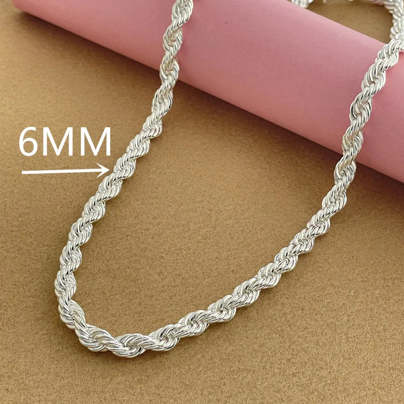 925 Sterling Silver 5/6/8MM 16-30 Inches Rope Chain Necklace For Men Women