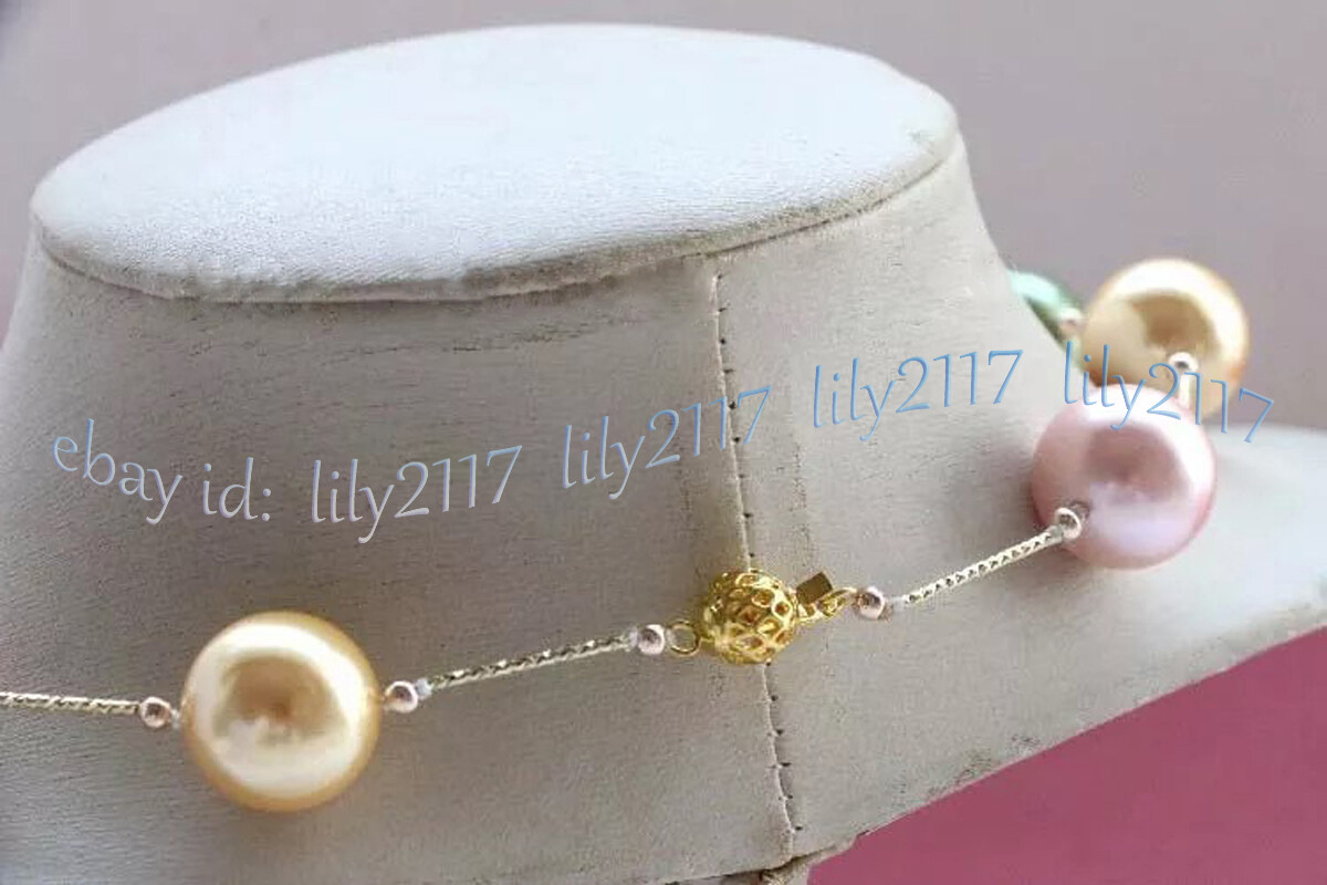 8-14mm Multicolor South Sea Shell Pearl Round Beads Necklace 14-36 inches